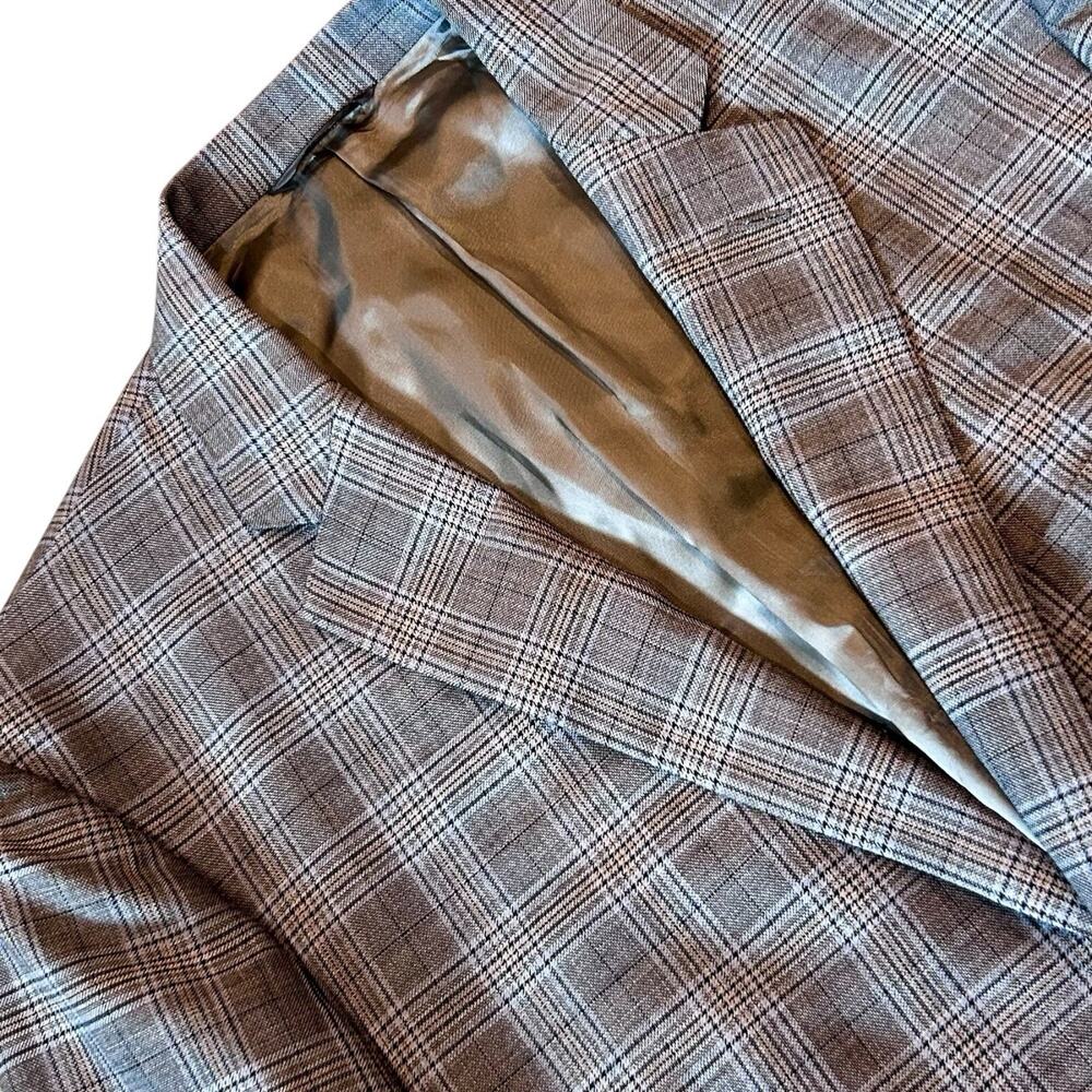 Corallorosso Sport Coat Mens 44R Gray Windowpane 2-Button Jacket 100% Wool Italy
